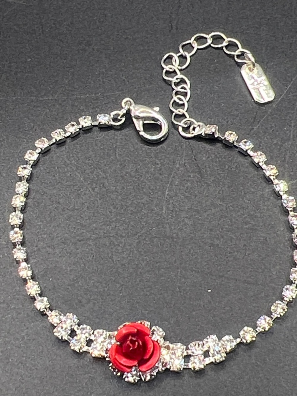 Christina Collection Bracelet with Red Rose Accent